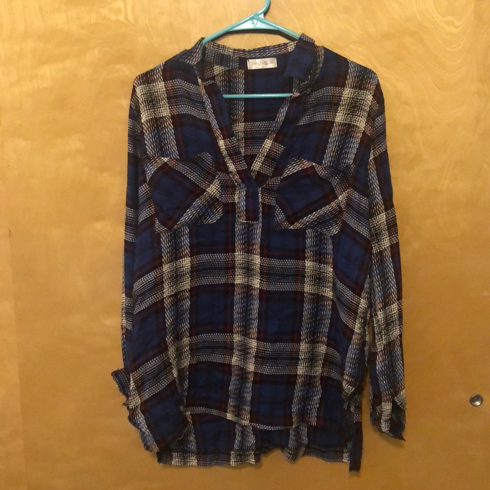 Vestique plaid collard tunic
